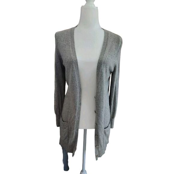 Autumn Cashmere Gray Sweater Womens Small Cardigan Pure Long Pockets Lightweight - Picture 1 of 6